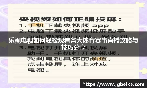 乐视电视如何轻松观看各大体育赛事直播攻略与技巧分享