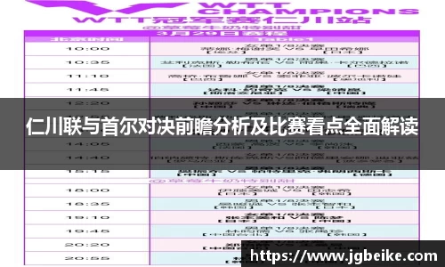 仁川联与首尔对决前瞻分析及比赛看点全面解读